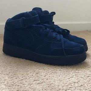 Navy blue suede Air Forces